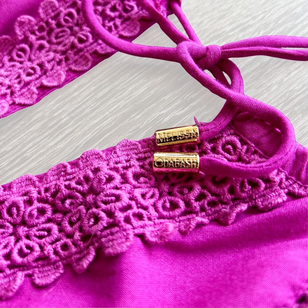 Melissa Odabash Chelsea Short Dress Viola Magenta Lace Trim Medium - Picture 7 of 11